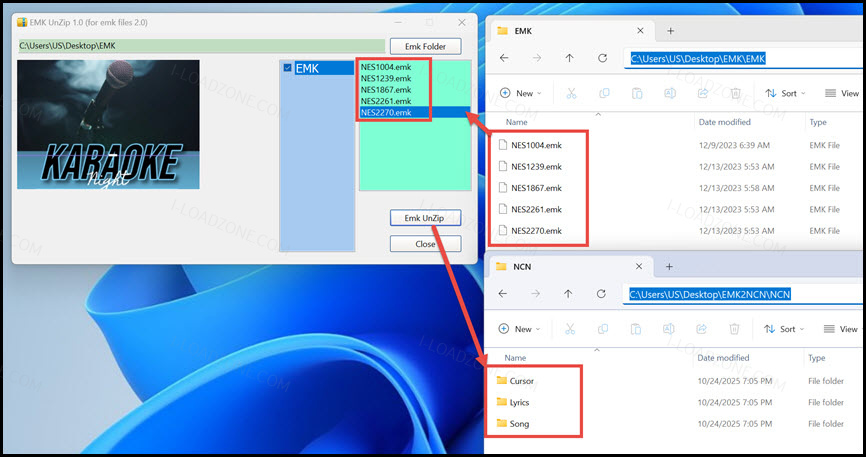 EMKUnZip 2.0 โปรแกรมแปลงไฟล์ EMK เป็น NCN